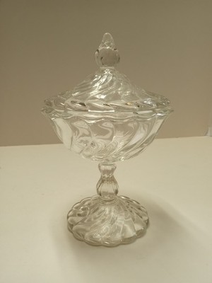 VTG Fostoria Crystal  Colony  Swirl Pattern 7  Compote Dish w/ Lid for Jam/Jelly