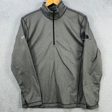 The North Face Sweatshirt Pullover Mens Medium Gray Quarter Zip Fleece Line Logo