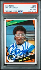1984 Topps Eric Dickerson RC #280 On-Card Autograph Graded PSA 9 w/ 9 Auto MINT