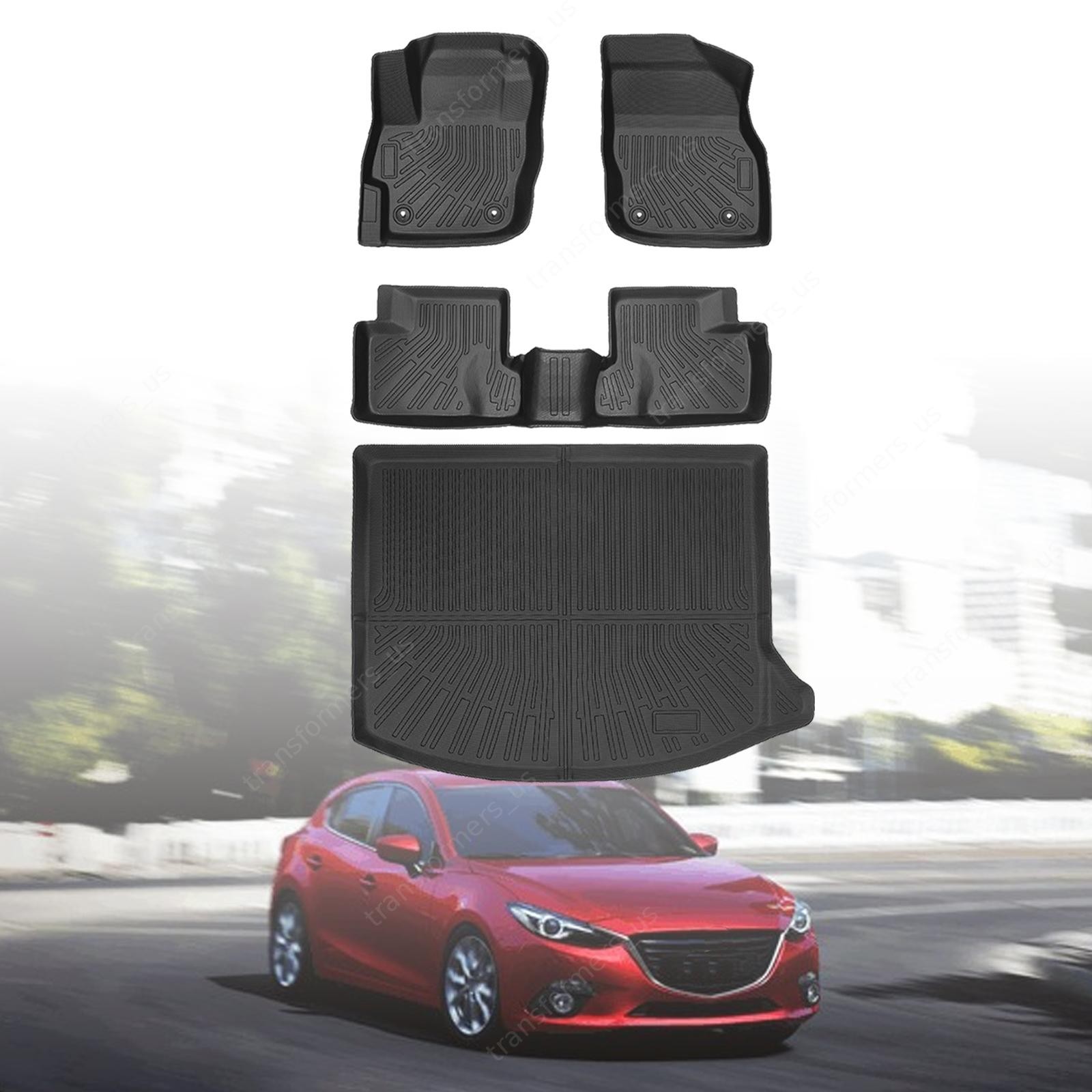 Fits 2010-2013 Mazda 3 Hatchback 5-Seats Floor Mats+Trunk Cargo Liner TPE Black