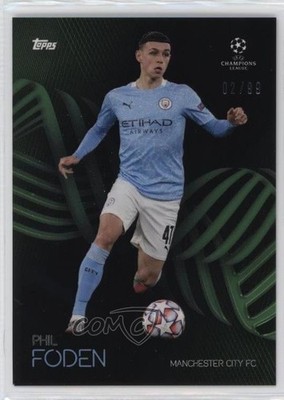 2020-21 Topps UEFA Champions League Knockout Green 2/99 Phil Foden 16n8