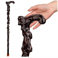 Stylish Handmade Wooden Walking Cane with Carved Handle - Retro Design