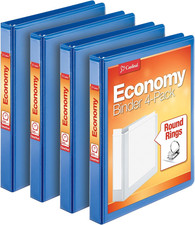 Economy 3 Ring Binder, 1 Inch, Presentation View, Blue, Holds 225 Sheets, Nonsti