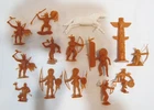 MARX 12 INDIANS TOTEM POLE INDIAN HORSE 54mm VINTAGE FORT APACHE PLAYSET FIGURES