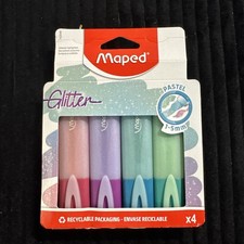 Maped Pastel Glitter Highlighters Assorted Colours 4pk