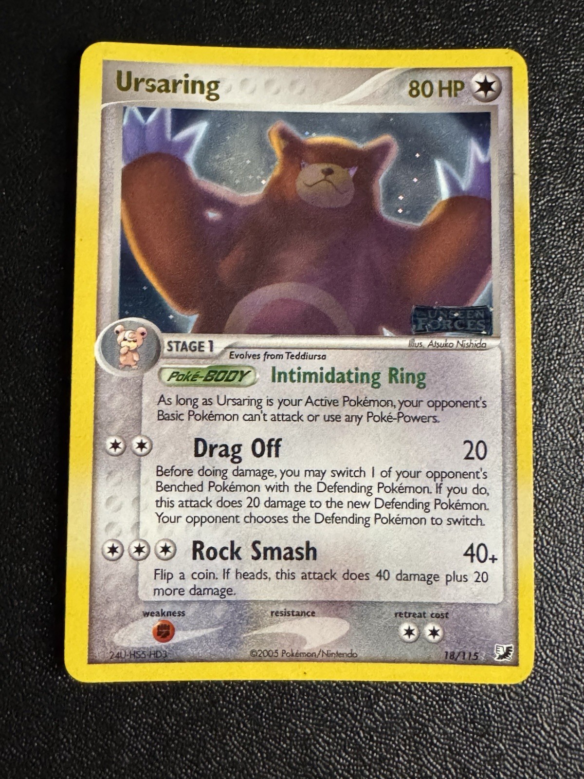 Pokemon Ursaring 18/115 Ex Unseen Forces Reverse Holo Stamped NM