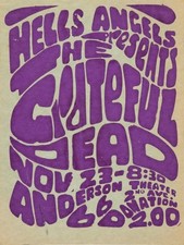 Grateful Dead HA Benefit Anderson Theater NY Nov 1970 Concert Poster Reprint
