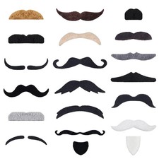 KICNIC 60 Pcs Fake Mustaches Self Adhesive 20 Designs Novelty Hairy Beard Cost