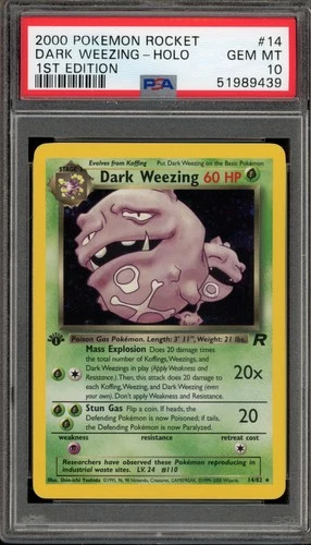 Pokemon Dark Weezing Team Rocket 1st Edition Holo Rare #14 PSA 10 Gem Mint
