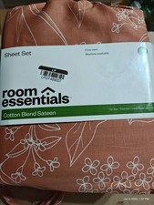 Sateen Cotton Sheet Set Rust Light Floral - Room Essentials Twin/Twin Xl 3pc New