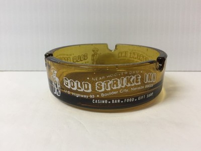 Vintage Gold Strike Inn Casino Hotel Glass Ashtray Boulder City Near Hoover Dam