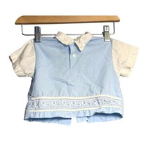 Vintage 60s Pemay Creations Shirt Size 9-12 Months Nautical Coastal Retro Preppy