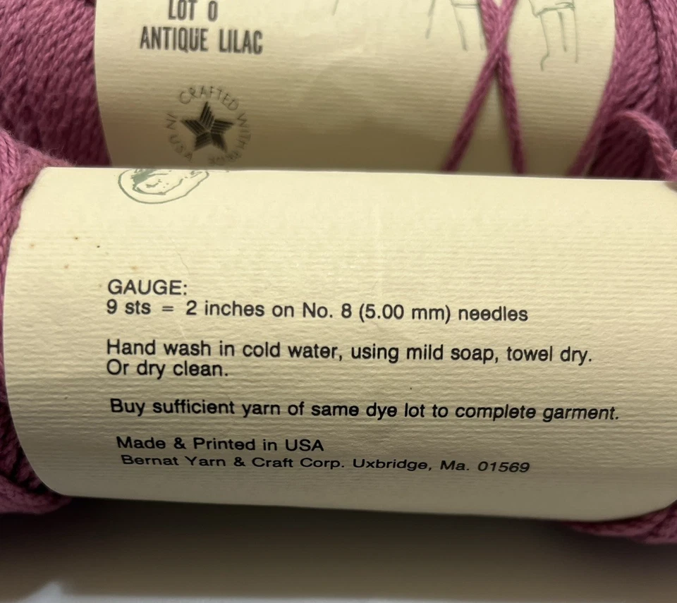Hilo Bernat Gloucester 100 % algodón 3,5 oz ea. Juego de 3 LILAS ANTIGUAS Lote P Foto 4 de 4