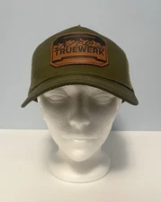 Truewerk Leather Patch Adjustable Trucker Hat Dark Green Workwear Cap