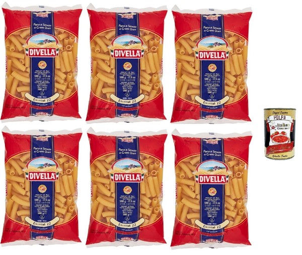 Divella Elicoidali N°22 Hartweizen Pasta 100% Italienisch 6X500G +Polpa-image