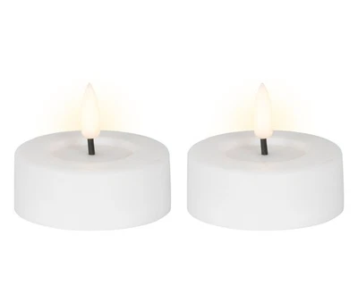LED Teelichter mit Timer Outdoor 6,5x5cm Plasik Weiß / Warmweiß 2 Stück - Bild 1 von 3