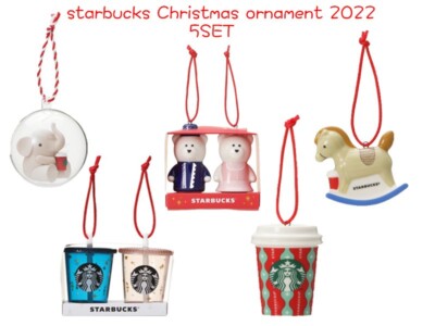Starbucks Japan Christmas 2022 Ornaments Set of 5 include wrapping