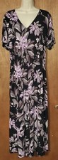 Connected Apparel Dress Size 22W Short Sleeve Black W/Purple Floral Ties @ Waist