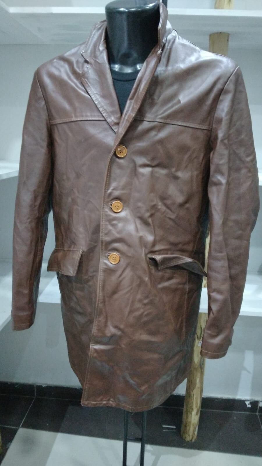 Men's Brown Genuine Leather Jacket Size 56 PG031LZ
