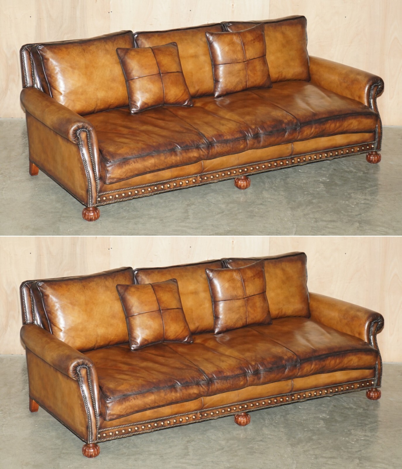 PAIR OF RRP £51,000 RALPH LAUREN ARAN ISLES CUSTOM MADE BROWN LEATHER