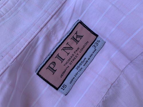 THOMAS PINK Striped Cotton L/S Button Down Dress Shirt 15    33 1/2     38 - Foto 10 di 12