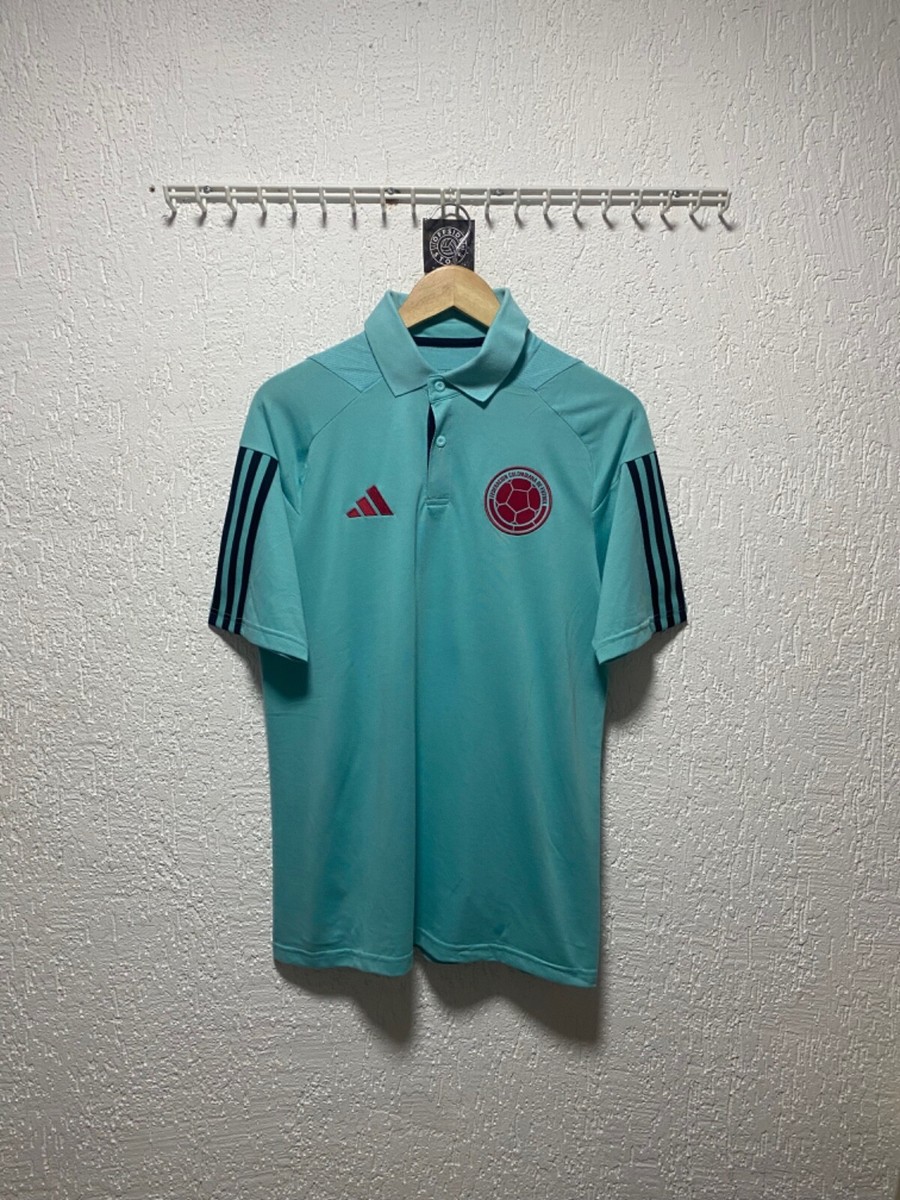 Colombia 2022 Adidas Polo Soccer Jersey Turquoise Men's Sz S