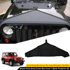Black Front Hood Bra Cover T Style Protector Kit For Jeep Wrangler Jk 2007-2017