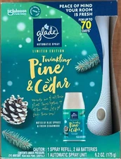 GLADE AUTOMATIC SPRAY UNIT+ 1 SPRAY REFILL PINE & CEDAR LIMITED EDITION 6.2fl oz