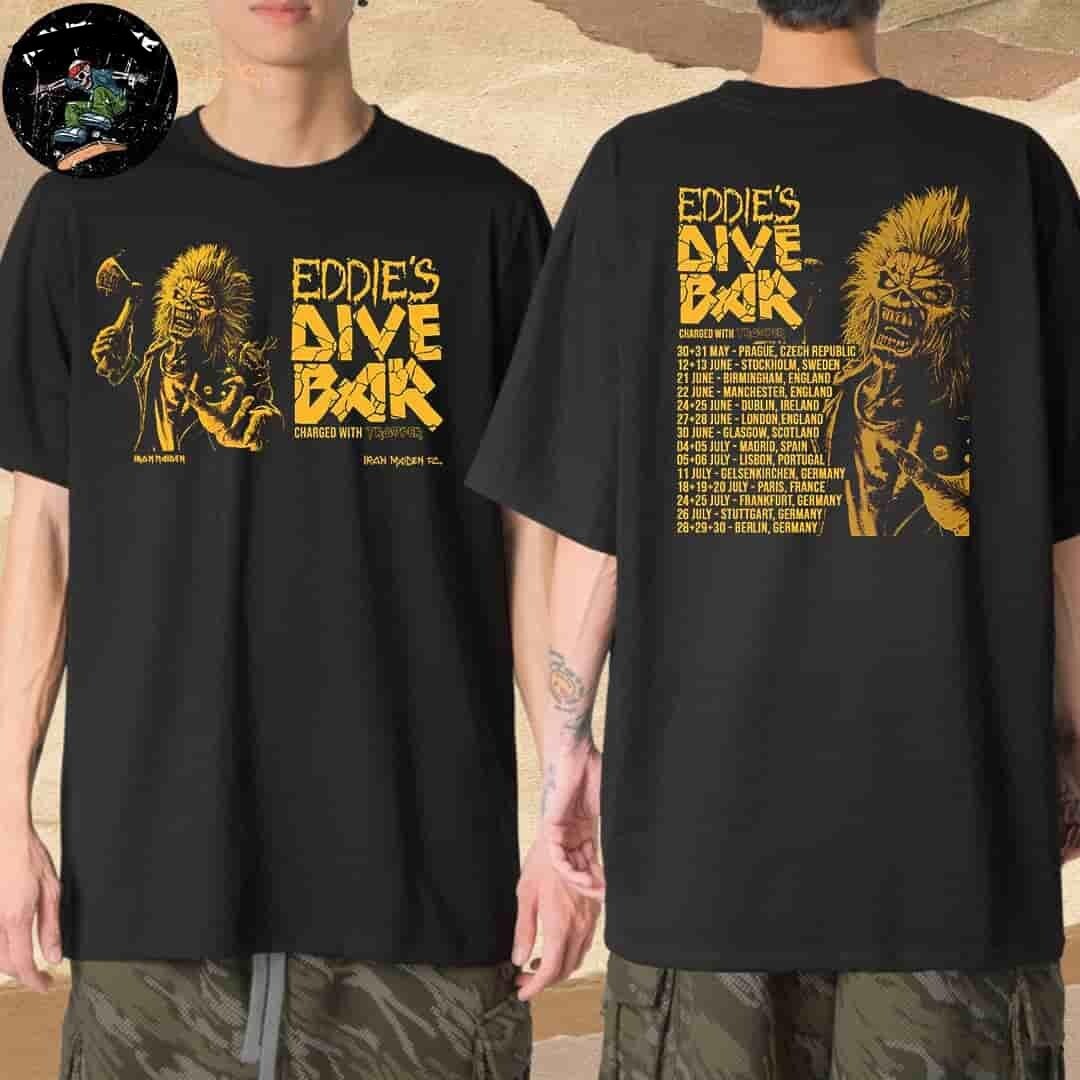 IRON MAIDEN Tシャツ EDDIE'S DIVE BAR 現地購入 Iron Maiden Eddie's Dive Bar Charged With Trooper