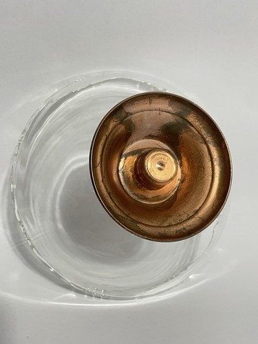 Vintage Glass Candy Dish Bowl With Copper Base - Picture 4 of 8