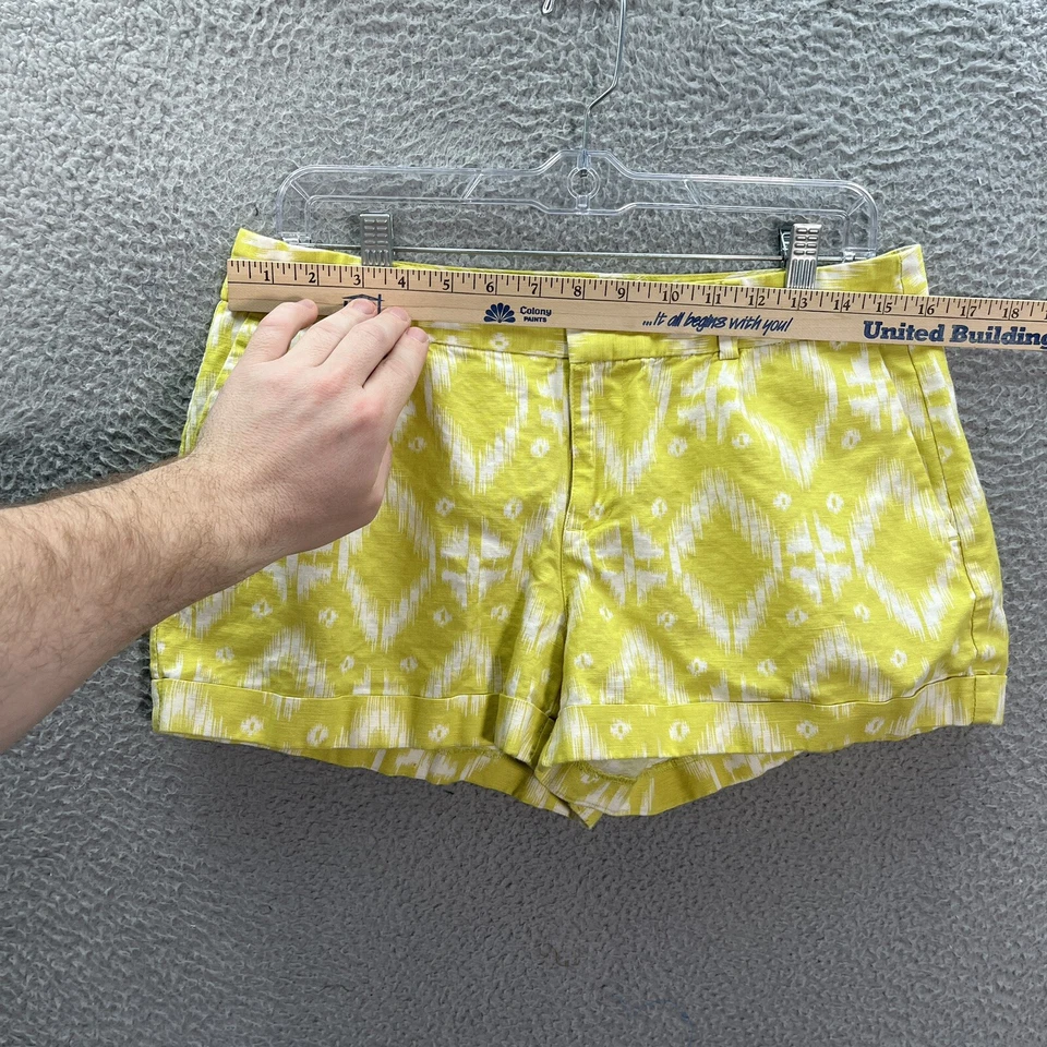 Pantalones Cortos Banana Republic Para Mujer 10 Amarillo Blanco Mezcla de Lino Ryan Fit Coastal Beach Foto 3 de 4