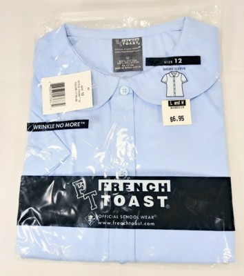 French Toast Girl's Uniform Short Sleeve Light Blue Dress Shirt Size 12  A7