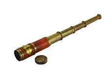 Antique Victorian, Brass  Red Wood Monocular, Telescope with Case Handmade Gift