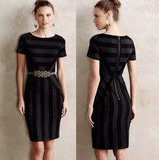 ANTHROPOLOGIE GEOPLANE BLACK PENCIL DRESS BY MAEVE SIZE 2 $178