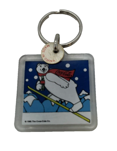 New Vintage Coca Cola Polar Bear Nightime Acrylic Key Chain 1995 Free Shipping - Picture 1 of 3