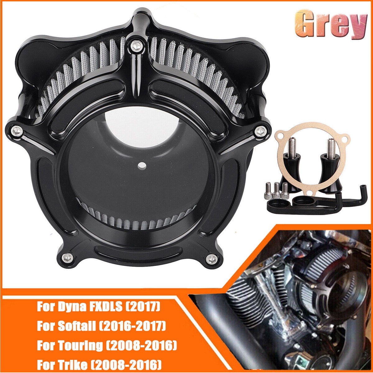 ★Risha★ CNC Spike Air Cleaner Intake Filter For Harley Dyna Electra Street