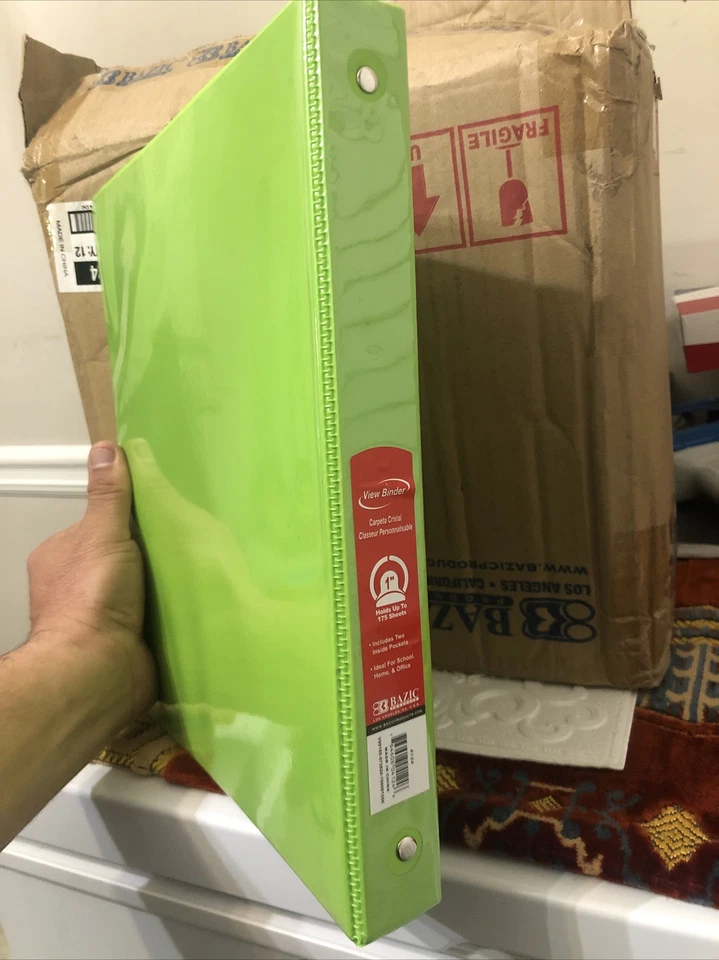 BAZIC 3RING BINDER С POCKTS 1 дюйм ИЗВЕСТКОВЫЙ GRN 4124-12 Лот из 12 - Изображение 2 из 4