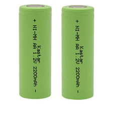 Kastar 2x AA 1.2V 2200mAh Ni-MH Flat Top Batteries For Shavers, Custom, Radios