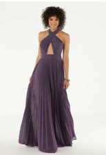 Purple Glitter Halter Gown Morilee 45012 NWT Size 2 (MSRP $318)
