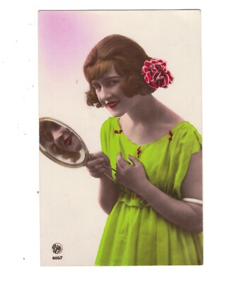 SB2126 PHOTO FANTASY ART DECO FLAPPER SEES HERSELF IN THE HAND MIRROR ...