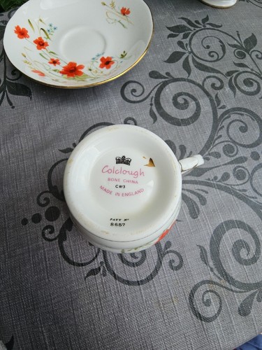 Vintage Colclough Carmina Red Poppies Poppy Pear Shape Coffee Cup Saucer - Picture 8 of 10