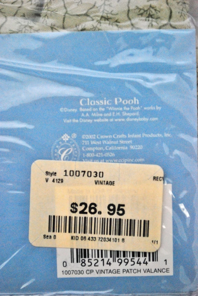 Winnie the Pooh Ventana Valence Panel Niño *PARCHE VINTAGE* Colección Clásica Foto 4 de 4