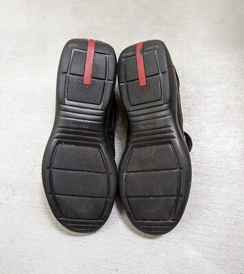 Prada America's Cup Sneakers Men 9.5 Black Leather Red Low Tops