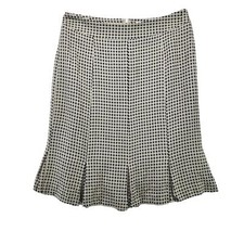 Ann Taylor Loft Womens Wool Blend Skirt Tan Black Polka Dot Pleated Hem Size 4P