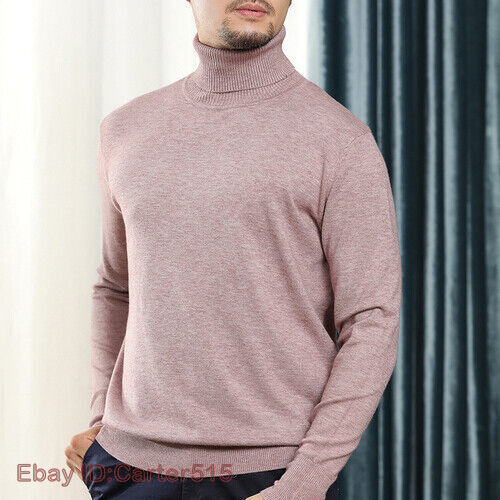 Sweater Men's Turtleneck Wool Blend Lapel Loose Large Size Bottoming Tops - Imagen 21 de 33