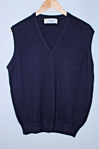 Pringle of Scotland Men's 42 in Navy Blue Sleeveless V-Neck Wool Vest