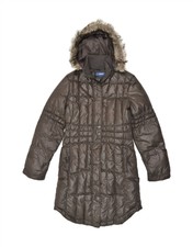 Mexx Womens Hooded Padded Coat Uk 8 Small Brown Vn01
