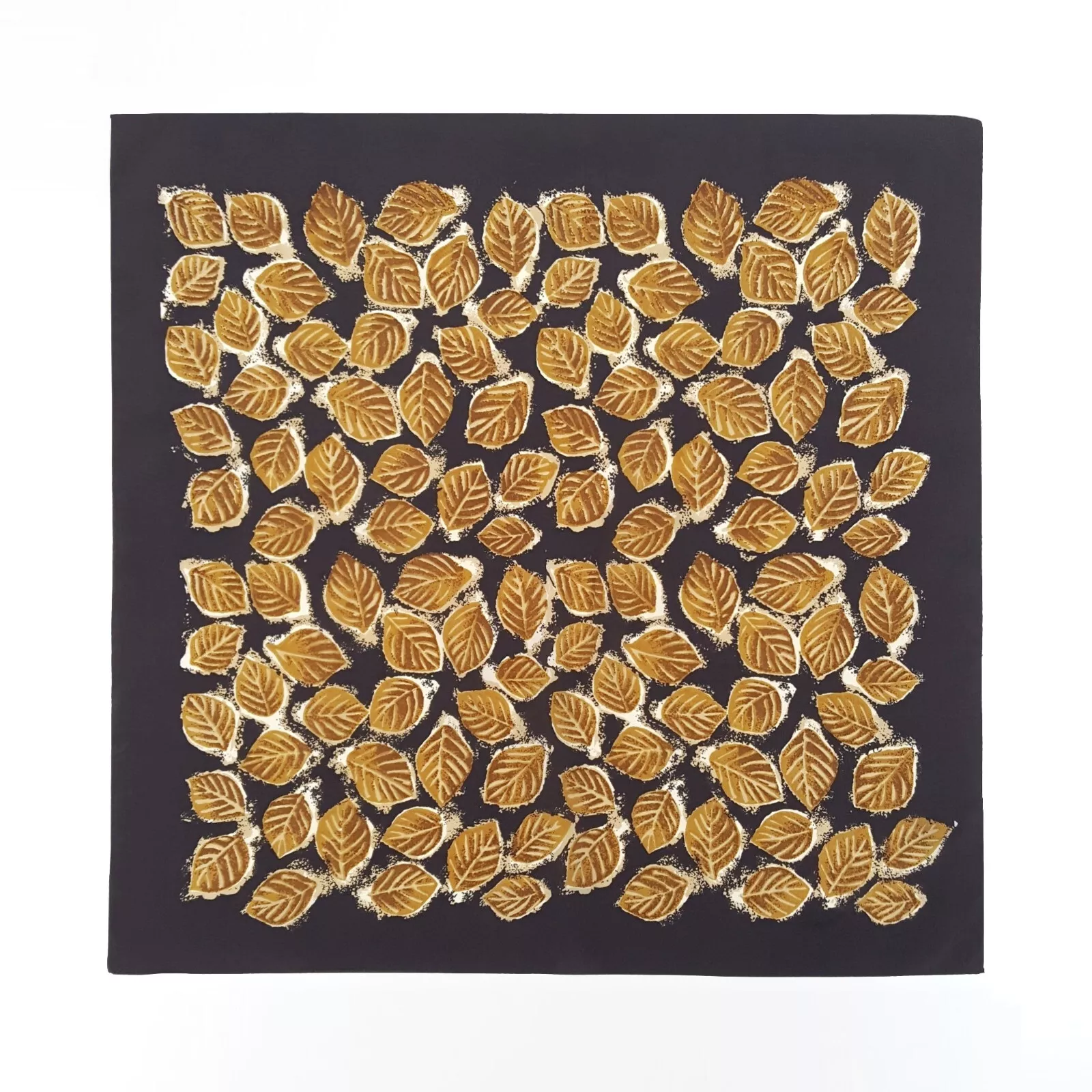 VROOM & DREESMANN Foulard foulard carré feuilles soie carré feuilles feuilles marron 20