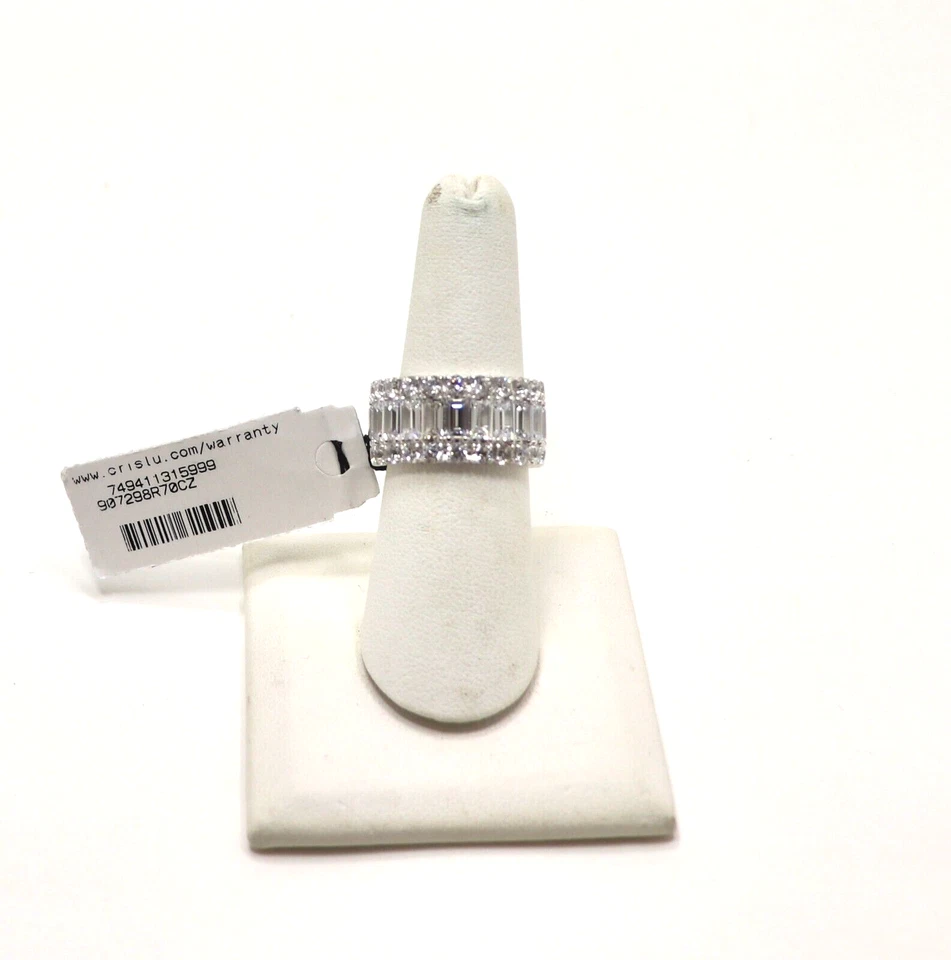 Banda de eternidad baguette de circonita cúbica CRISLU plata esterlina platino 0,925 talla -7 Foto 3 de 4