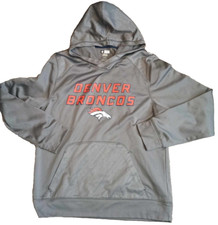 NFL Team Apparel TX3 Denver Broncos Football Hoodie Sweatshirt Mens Medium Gray